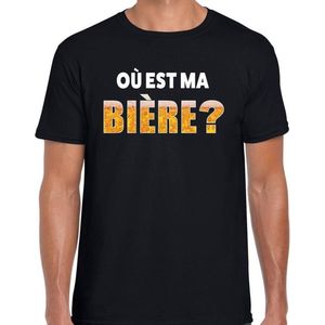 Oktoberfest Ou est ma biere drank fun t-shirt zwart voor heren - bier drink shirt kleding L