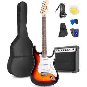 Elektrische gitaar met gitaar versterker - MAX Gigkit - Perfect voor beginners - incl. gitaar stemapparaat, gitaartas en plectrum - Sunburst