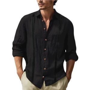Lange Mouwen Katoenen Linnen Herenoverhemden voor Casual en Vakantie