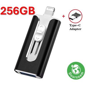 Eletrova® USB Stick | Draagbare USB Stick | Telefoon Opslag | Opslag 256GB | Incl. Adapters | Voor Apple, Android & Windows