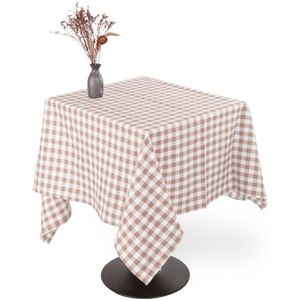Tiseco - Tafelkleed GINGHAM - Katoen - Geblokt - 150x150 cm, roze