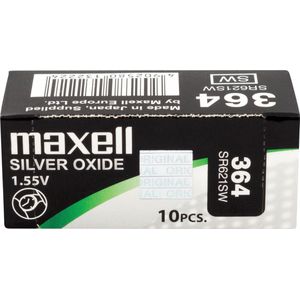 MAXELL 364 / SR621SW zilveroxide knoopcel horlogebatterij 10 stuks