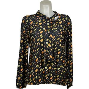 Angelle Milan – Travelkleding voor dames – Fall print blouse met Koord – Ademend – Kreukvrij – Duurzame Jurk - In 5 maten - Maat L