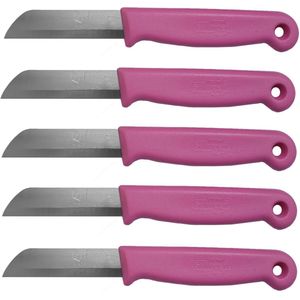 Solingen Schilmesje – RVS Glad – 16 cm met Blade Cover – Roze – 5 Stuks