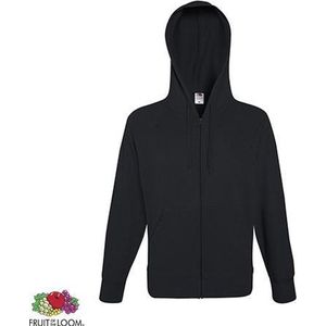Fruit of the Loom hoodie vest met rits lichtgewicht maat S (zwart)