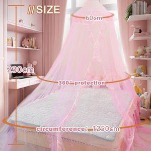 Hemel kinderkamer, bedhemel, babybedje, kinderkamer, 4 kleuren, met kanten rand, hangend rond prinses insectennet, klamboe, voor kinderkamer en speelkamerdecoratie (roze)