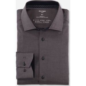OLYMP Luxor 24/7 modern fit overhemd - popeline - antraciet - Strijkvriendelijk - Boordmaat: 44