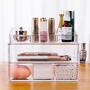 Transparante acryl make-up organizer - badkamer opbergkast stapelbare organizer - lippenstifthouder voor cosmetica - badkamer opberghouder voor ijdelheid - katoenen bal & pad opberger