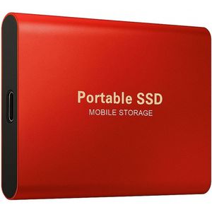Portable SSD – Externe SSD – 2TB opslag – rode SSD – inclusief USB C kabel – USB 3.1 – draagbare SSD – SSD harde schijf – externe harde schijf 2TB – SSD voor laptop – rood – geschikt voor Windows, Mac en Android