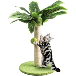 TX Store - Krabpaal - palmboom - met speel kokosnoten - kat - kitten - huisdier - uniek voor in huis