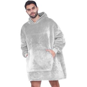 Oversized Hoodie Deken - Super Zacht en Comfortabel - Unisex One Size - Lichtgrijs