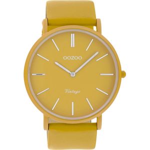 Mosterd gele OOZOO horloge met mosterd gele leren band - C9881