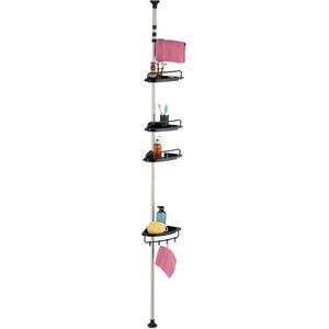 Doucherek - Telescopisch - Hoek - Zwart - RVS, 99-311 cm, zonder boren, max. 15 kg