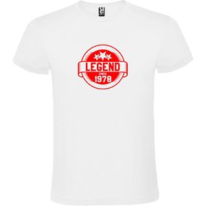 Wit T-Shirt met “Legend sinds 1978 “ Afbeelding Rood Size XXXL