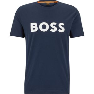 SINGLES DAY! BOSS - T-shirt Logo Navy - Heren - Maat M - Modern-fit