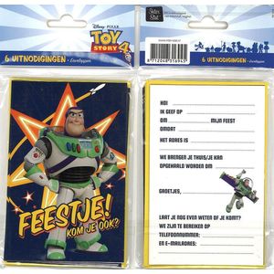 12 Uitnodigingskaartjes met envelop - Toy Story 4 - Buzz Lightyear - 9 x 13.5 cm
