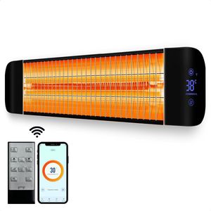 Gologi Slimme Terrasverwarmer - Heater Elektrisch - 2000W - Heater - Bediening met App of Afstandsbediening - Muur Montage - Binnen en Buiten - Zwart