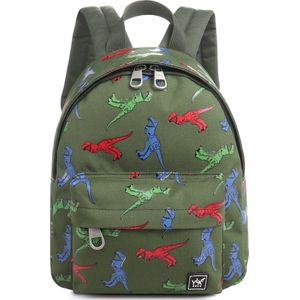 YLX Hemlock Backpack (S) | Kids | Army Green & dinosaurs | Peuters | Kleuters | Eco-vriendelijk | Duurzaam