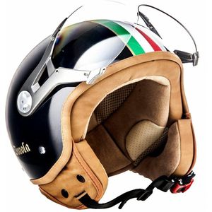 SOXON Imola Scooterhelm - XL - Jethelm met vizier - Motorhelm voor volwassenen - Geschikt voor Vespa, Scooter, Brommer, Motor en Snorfiets - Zwart