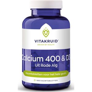 2x Vitakruid Calcium 400 & D3 uit Rode Alg 100 kauwtabletten