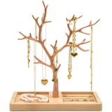 Sieradenboom - Aluminium - Bamboe Voet - Zwart, Wit, Goud, Rosegoud, Zilver