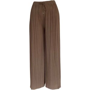 Hoogwaardige Dames Flare Broek / Pants | Flared Pantalon | Beige - Maat S