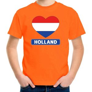 Oranje Holland hart vlag shirt kinderen 122/128