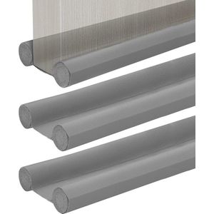 Tochtstopper 95 cm - Op maat te snijden - Dubbele afdichting - Windstopper - Deurafdichting in lederlook - Grijs - Bescherming tegen tocht en lawaai