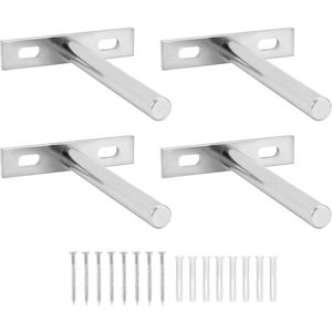 Onzichtbare Plank Beugels 100mm - Set van 4 Drijvende Plank Beugels met Schroeven en Ankers