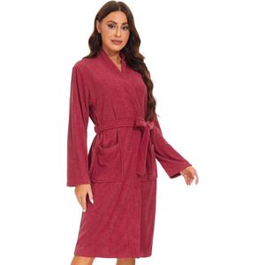 Zachte en Luchtige Kimono Stijl Badjas voor Dames met Verstelbare Ceintuur en Zakken