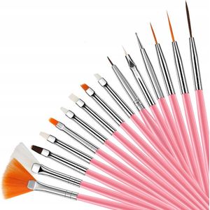 SUNONE 15-Delige Nail Art Penselen Set Roze
