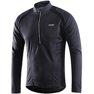 Wielertrui voor heren Lange Mouw Fietsshirt met Half Rits en Grote Achterzakken