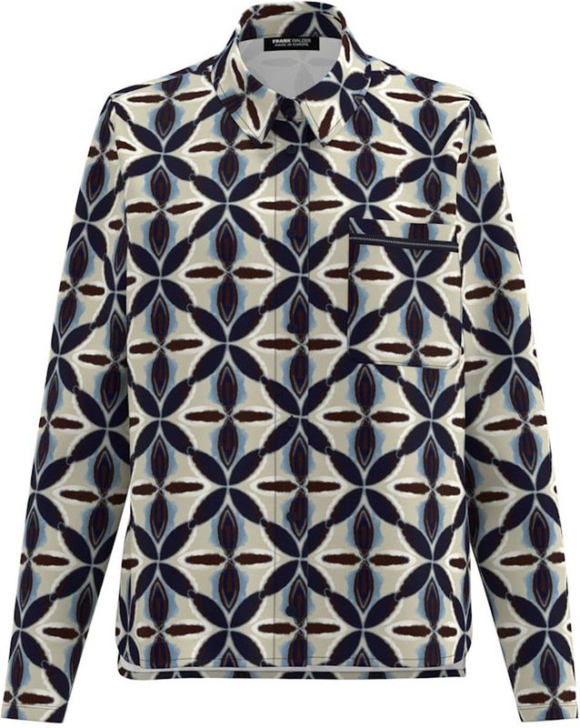 Frank Walder Dames blouse beige (Maat: 36) - Halslijn: Polokraag,