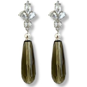 Zatthu Jewelry - N23FW676 Lové oorbellen met bruine natuursteen