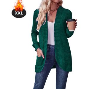 Bovista Vest Dames - Sweater - Sweaters - Hoodie - Warme Trui - Lang - Donkergroen - S