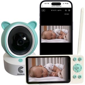 Cacrico© Multifunctionele Babyfoon | Met App | 1080p Full HD | Nachtzicht | Babyfoon Wifi | Babyfoon Camera | Melodieën | Temperatuurweergave | Luchtvochtigheid
