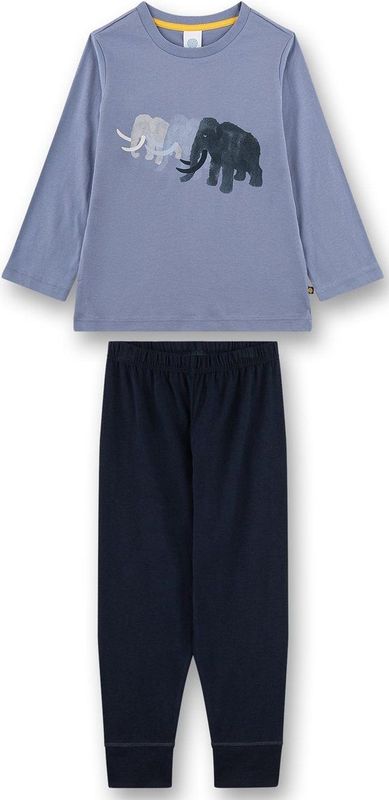 Sanetta - Pyjama - Blauw - Katoen - Lange Mouwen - Mammoetmotief