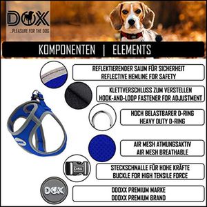 DDOXX® Hondentuigjes / Hondenharnas - Air Mesh - Stap-In - Reflecterend - kleuren - kleine - middelgrote & grote honden - Hondenborsttuig Kat Puppy - Kattenborsttuig Puppy Tuig - Blauw - XS