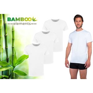 Bamboo - T-Shirt Heren - Ronde Hals - 3 Stuks - Wit - M - Bamboe Ondershirt Heren - Extra Lang - Anti Zweet T-shirt Heren