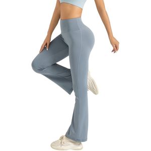 SUNFLARE Sportbroek met Hoge Taille - Flared Pants - Sportlegging - PETITE - Wijd Uitlopende Pijpen - Zachte Stof - Stijlvol - Comfortabel - Legging voor Dames - PETITE - Lichtblauw - Maat S