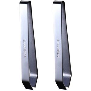 Keukenpincet - 11 cm - 2 stuks - RVS - Platte - Voor chef-kok kookgerei, precisie gekartelde tips, schoonheidsgereedschap