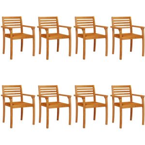 The Living Store Tuinstoelen 8 st 59x55x85 cm massief acaciahout - Tuinstoel - Acacia Hout - Lounge Stoel - Buitendecoratie - Tuinbank