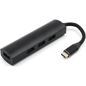 USB Splitter - USB Hub 3.0 - 4 Poorten - USB-C aansluiting - Aluminium - Zwart