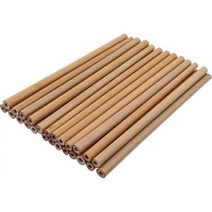 Herbruikbare rietjes - Bamboe - 25 Stuks + schoonmaakborstels