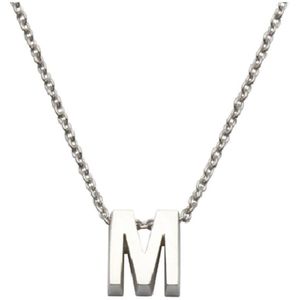 Initial ketting - witgoud - 14 karaat - letter m - Minioro - Wi-M - uitverkoop Juwelier Verlinden St. Hubert - van €269,= voor €229,=