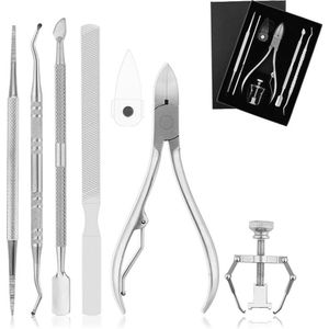 RVS Pedicureset - 7 stuks - Nagelvijl - Verzorging van Nagels - Voor Ingegroeide Teennagel, Kalknagels, Dikke Nagel-Nagelschaar - Nageltang - Ingegroeide Teennagel