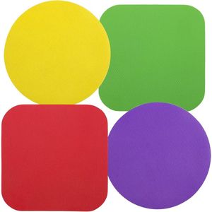 Rubber Pot Gripper Pads - Opener for Seniors, Children, Women with Weak Hands - Round (Yellow Purple) Square (Red Green) - Set of 4