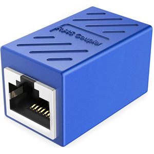 Ibley LAN netwerk internetkabel koppelstuk blauw - RJ45 verlengstuk - UTP kabel koppelstuk - Ethernet female to female adapter - 10/100/1000/2500/10000 Mbps - CAT6A