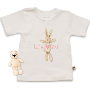 Wooden Buttons - T Shirt Baby - Hou Van Jou Konijn - Wit - Maat 62