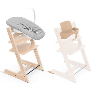 Tripp Trapp Stoel - Natuurlijk - Inclusief Babyset En Newborn Set - Grijs - Ergonomische Meegroeiende Kinderstoel